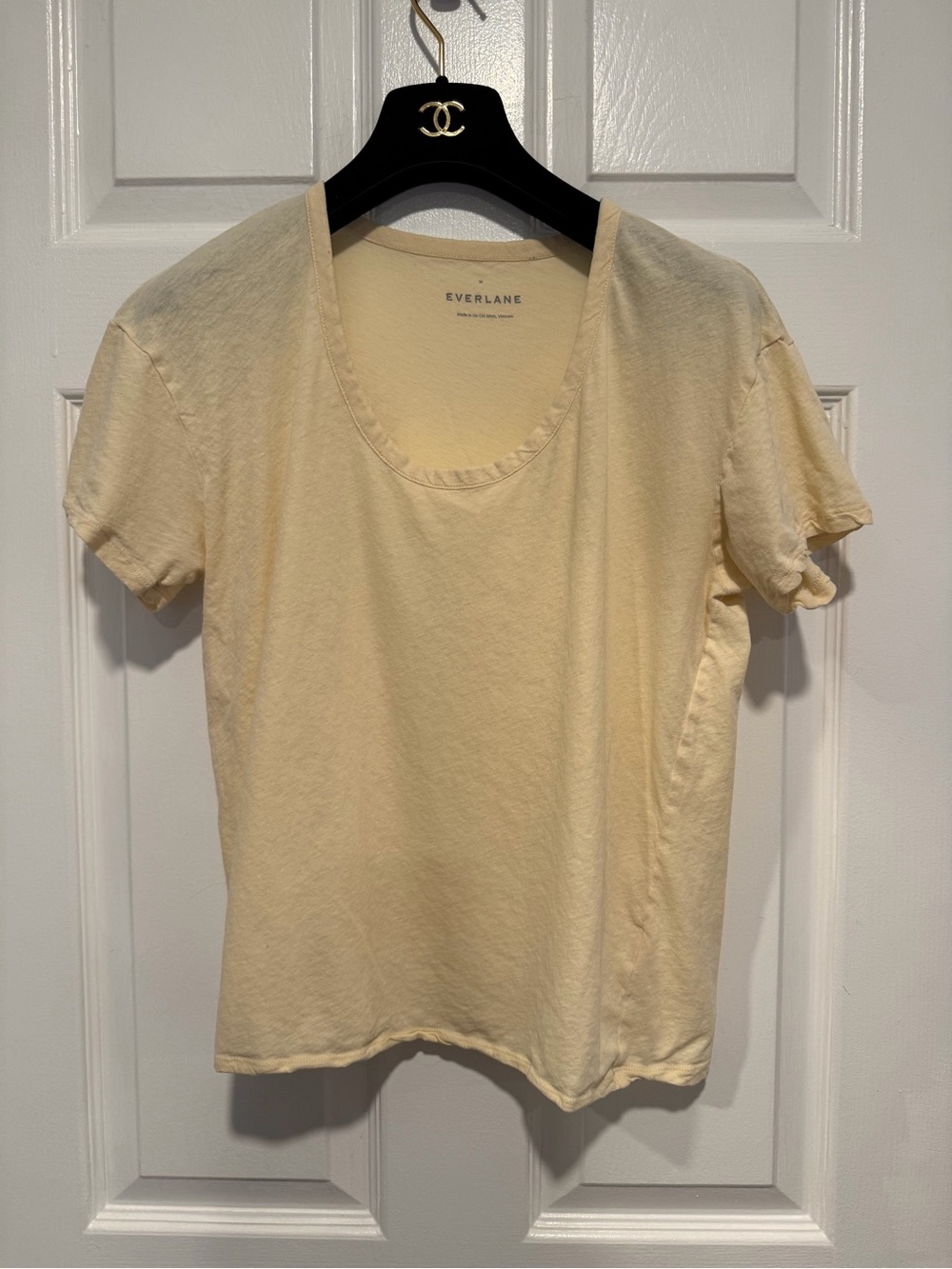 Everlane Air Scoop Neck Tee Light Yellow Short Sleeve T Shirt Cotton M